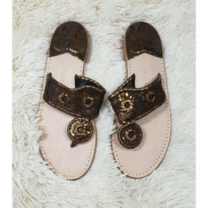 Jack Rogers Womens Size 7M Sparkle Metallic Brown Jacks Flat Sandal Rare Shoe